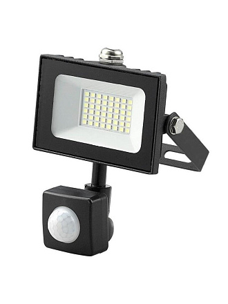 Прожектор светодиодный, General Lighting Systems, 30 Вт, 6500 К, IP65, 2150 Лм, с датчиком движения, черный, 403134