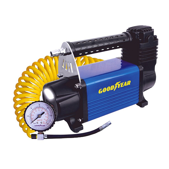 Компрессор автомобильный Goodyear, GY-50L LED, 50 л/мин, 12 В, 10 атм, от АКБ, с фонарем, съемный витой шланг, сумка, GY000113
