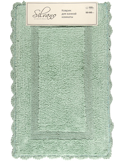 Коврик для ванной, 0.5х0.8 м, хлопок, ажурный край, фисташковый, Silvano, Лиона