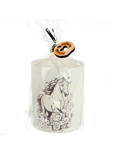 Свеча декоративная, 9.3х7.7 см, Фру-Фру, парафин, в стеклянном подсвечнике, с декором, 35 1586 1021