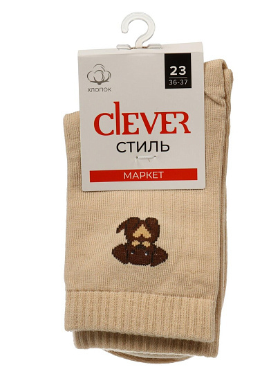 Носки для женщин, хлопок, эластан, Clever, светло-бежевые, р. 23, L3012