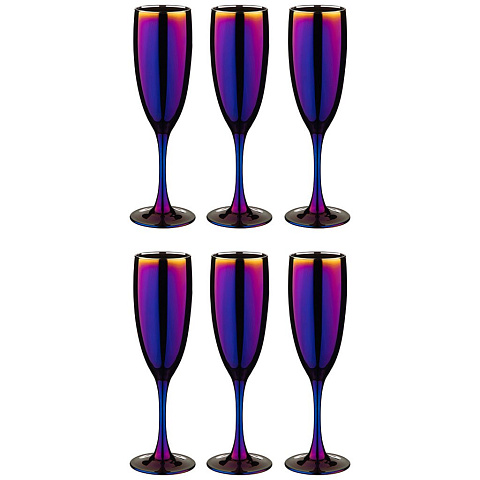Бокал для шампанского, 170 мл, стекло, 6 шт, Glasstar, Королевская фуксия, 194-316