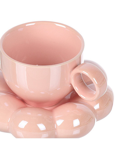 Чайная пара керамика, 2 предмета, на 1 персону, 180 мл, Розовое облако, блюдце 15х4 см, B060318