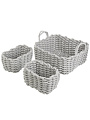 Набор плетеных корзин 3 шт, прямоугольный, плетеный, хлопок, серый, 34х28х15см, 21х14х13см, МП, Y4-8937 - фото 3