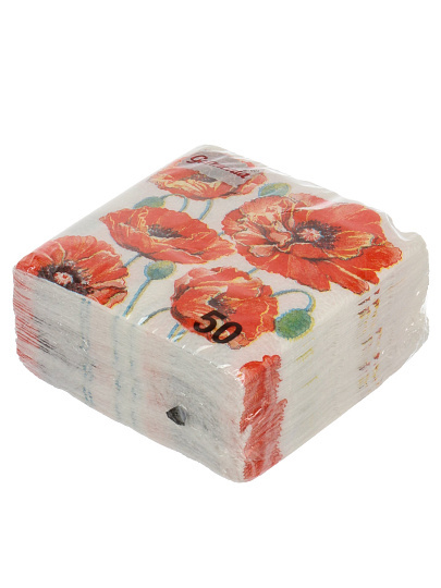 Салфетки бумажные Гармония Цвета, Маки, 50 шт, 24х24 см