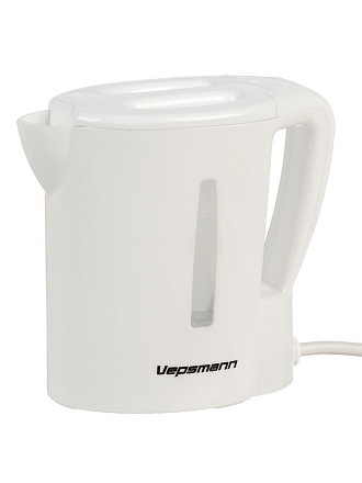 Чайник электрический Vepsmann, VN-160, белый, 0.5 л, 500 Вт, открытый нагревательный элемент, пластик