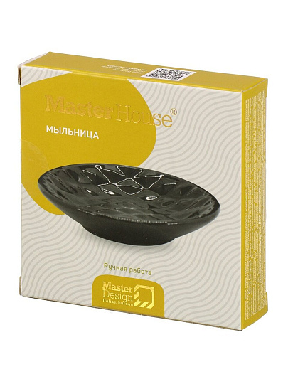 Мыльница настольная, фарфор, 11 см, черная, 60706