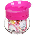 Банка для сыпучих продуктов, стекло, 350 мл, с пластиковой крышкой-дозатором, 00678-00001, фуксия