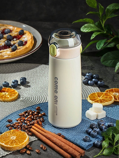 Термобутылка нержавеющая сталь, 0.4 л, колба нержавеющая сталь, пудровая, Y6-7395