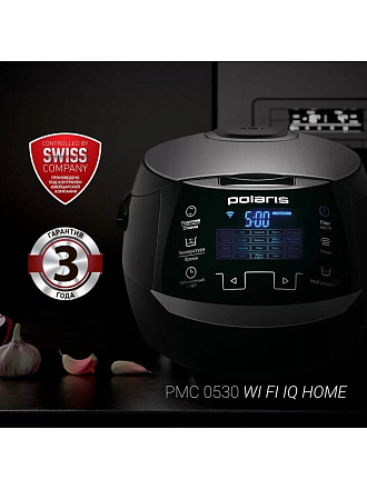 Мультиварка Polaris, PMC 0530 Wi FI IQ Home, 21 программа, 5 л, 860 Вт, керамическое покрытие чаши, антипригарное покрытие, черная