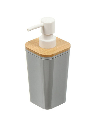 Дозатор для жидкого мыла, Бамбук, пластик, 7.3х7.3х17 см, серый, PS0282GA-LD