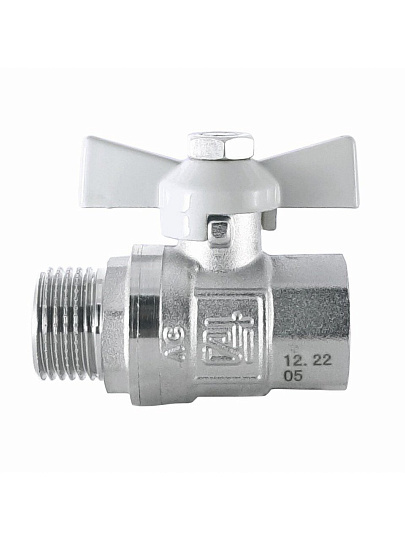 Кран для воды, 1/2'', г-ш, латунь, ручка-бабочка, DN 15, никель, STI