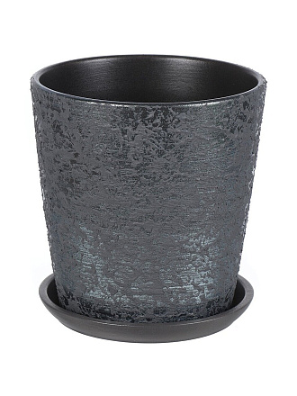 Горшок керамика, 2.6 л, 18х18.5 см, графит, Лава №4, 010389