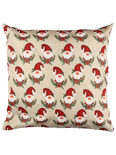 Чехол на подушку Дед Мороз, 100% полиэстер, 43 х 43 см, бежевый, декоративный, A130010