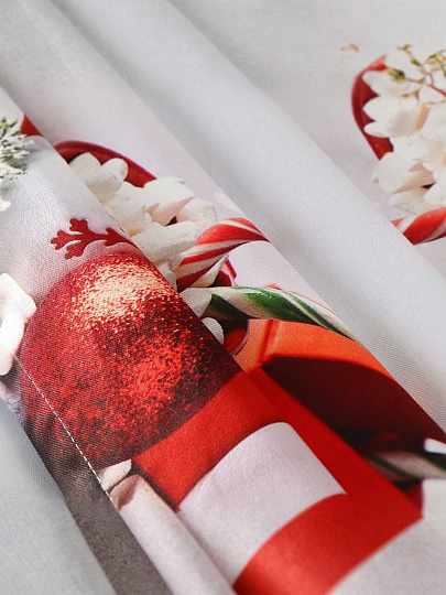 Скатерть 145х180 см, 100% хлопок, Праздничный стол Новогодняя кружка сладостей, AI-1504043