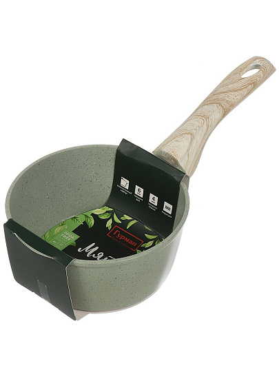 Ковш алюминий, антипригарное покрытие, 1.2 л, пластиковая ручка, индукция, Гурман, Мята, ГМкш161МЛ