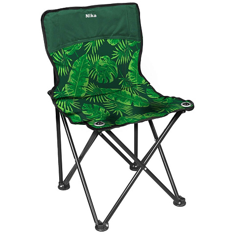 Стул-кресло 46х46х77 см, Премиум 3, зеленое, тропические листья, ткань водоотталкивающая, с сумкой-чехлом, со спинкой, 100 кг, Nika, ПСП3/2