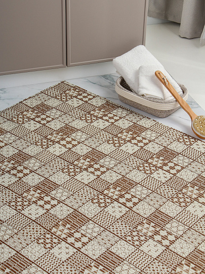 Коврик для ванной, антискользящий, 1.3х15 м, вспененный ПВХ, Вилина, Преображение, 218PT-brown