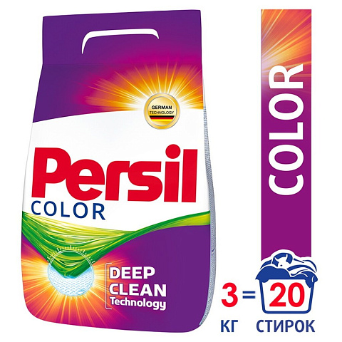 Стиральный порошок Персил, 3 кг, автомат, для цветного белья, Color/Color 360