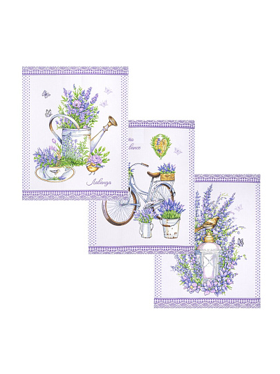 Набор полотенец кухонных 3 шт, 45х60 см, рогожка, 100% хлопок, АртДизайн, Мерси, Россия