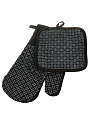 Набор кухонный 2 шт, варежка 30х17 см, прихватка 17.5х17.5 см, 100% полиэстер, черный, B180067 - фото 2