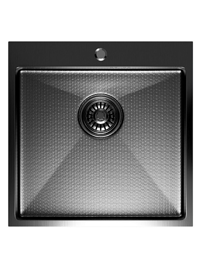 Мойка кухонная врезная, Mixline, Pro, нержавеющая сталь, 500х500х200 мм, 3 мм, выпуск 3 1/2, с сифоном, Нано декор, черный графит
