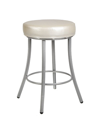 Табурет 310 мм, d 22 мм, жемчуг/хром, сиденье круглое, винилискожа, на болтах, Премиум Пуф, 16327