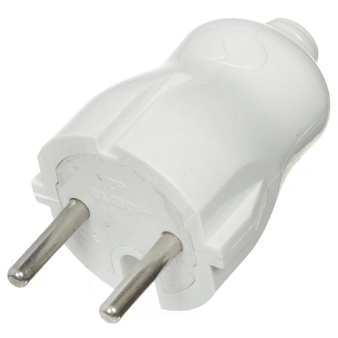Вилка без заземления, 6 А, 250 В, белая, TDM Electric, Народная, SQ1806-0401