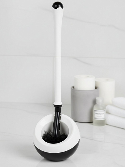 Ерш для туалета напольный, 45х11х11 см, круглый, пластик, бело-серый, Y4-11238