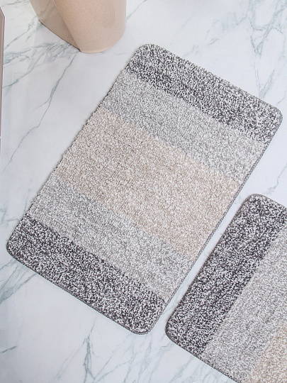 Набор ковриков для ванной и туалета, 2 шт, 0.5х0.8, 0.4х0.5 м, полиэстер, Silvano, Полоса трехцветная, Y4-11459