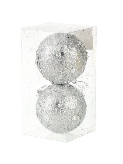 Набор шаров 2 шт, серебристый, 10 см, Y4-8507