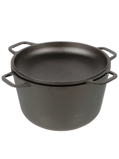 Кастрюля чугун, 6 л, крышка чугун, с дужкой, Гардарика, 1306-4, индукция