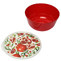 Миска пластик, круглая, 2 л, с крышкой, с декором, Bergamo, 221165706/03, красная - фото 2