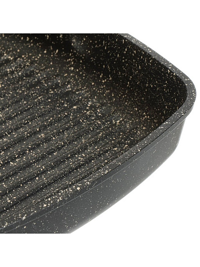 Сковорода-гриль литой алюминий, 26 см, антипригарное покрытие, Горница, Гранит, съемная ручка, квадрат, сг2652аг