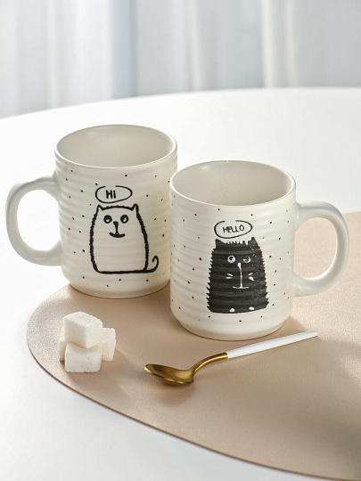 Кружка фарфор, 2 шт, 340 мл, Котоморды, R649/BRS741