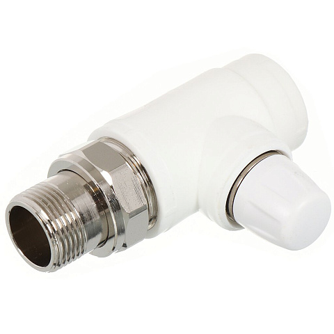 Клапан для радиатора настроечный прямой, полипропилен, d25х3/4", белый, РосТурПласт