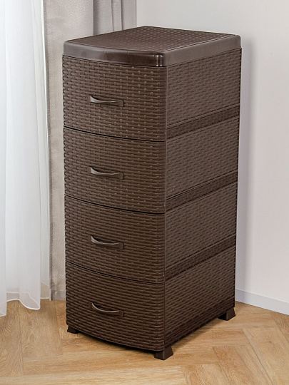Комод 4 ящика, Ротанг, 38х48х96 см, коричневый, 35 701, Violet