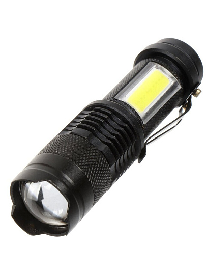 Фонарь ручной, встроенный аккумулятор, Облик, 208 Zoom, зарядка от USB, алюминий, черный, УТ-00000712