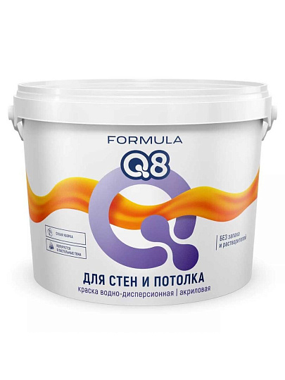 Краска водно-дисперсионная, Formula Q8, акриловая, для потолков, матовая, белая, 2.7 кг