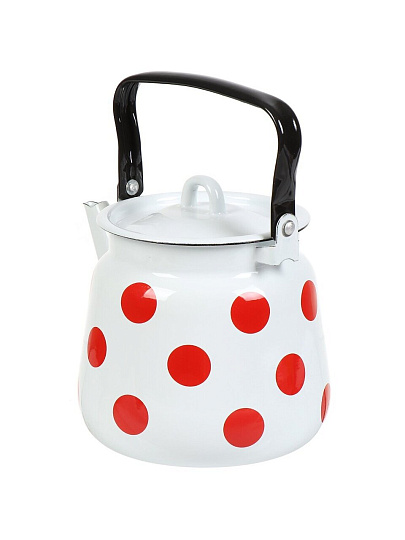 Чайник сталь, эмалированное покрытие, 3.5 л, петля, Сибирские товары, Красный горох, белый, С2716*79