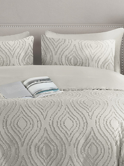 Постельное белье евро, простыня 200х216 см, 2 наволочки 50х70 см, пододеяльник 200х215 см, ART for Home, полисатин, Стриж жаккард, Овал 14-4500