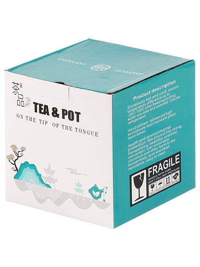 Чайник заварочный стекло, 1 л, с ситечком, деревянная ручка, Грани, B050087, графит