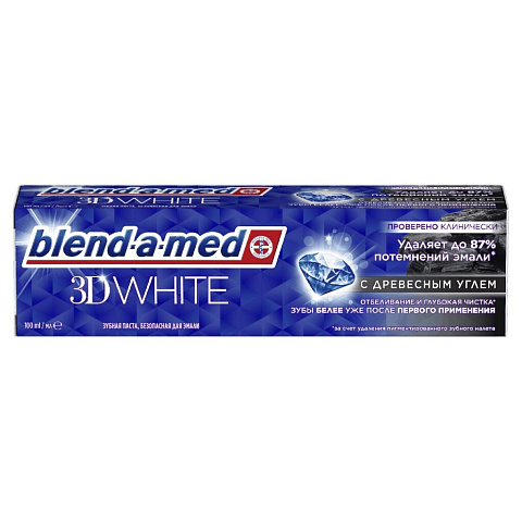 Зубная паста Blend-a-med, 3D White Отбеливание и глубокая чистка с древесным углем, 100 мл