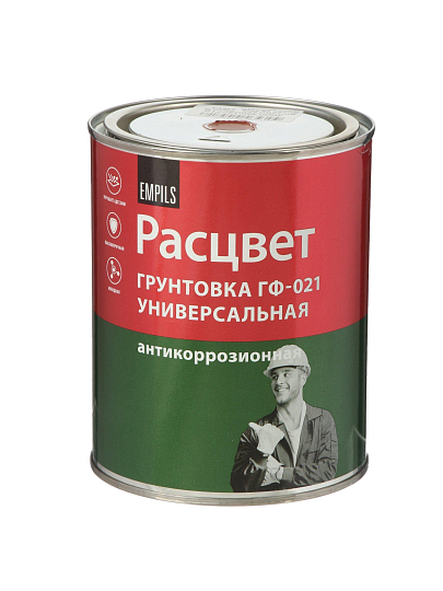 Грунтовка алкидная, Расцвет, ГФ-21, для внутренних и наружных работ, красно-коричневая, 0.9 кг