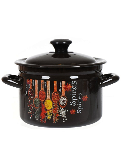 Кастрюля эмалированная сталь, 3 л, крышка сталь, цилиндрическая, Керченский металлургический завод, Карри, 41704-122/6-У4