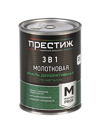 Эмаль Престиж, с молотковым эффектом, быстросохнущая, алкидная, полуглянцевая, белая, 0.8 кг