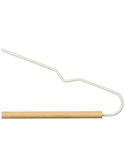 Вешалка-плечики для одежды, 42 см, металл, дерево, 3 шт, с дерев перекладиная, белая, Винтаж, 107894