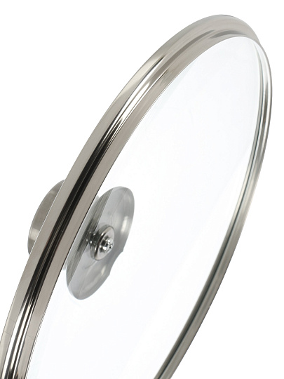 Крышка для посуды стекло, 26 см, Гардарика, металлический обод, кнопка нержавеющая сталь, 4626-02