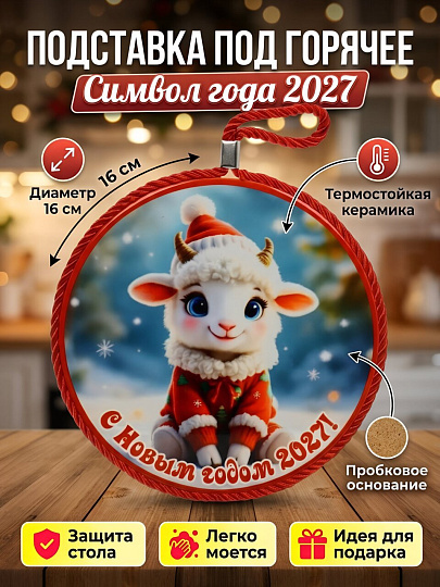 Подставка под горячее, керамика, круглая, 16 см, Daniks, Символ Года 2027, Y4-14060