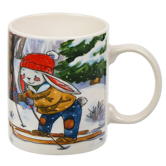 Кружка фарфор, 350 мл, Зимняя сказка, New Bone China, Olaff, 221-08001, белая